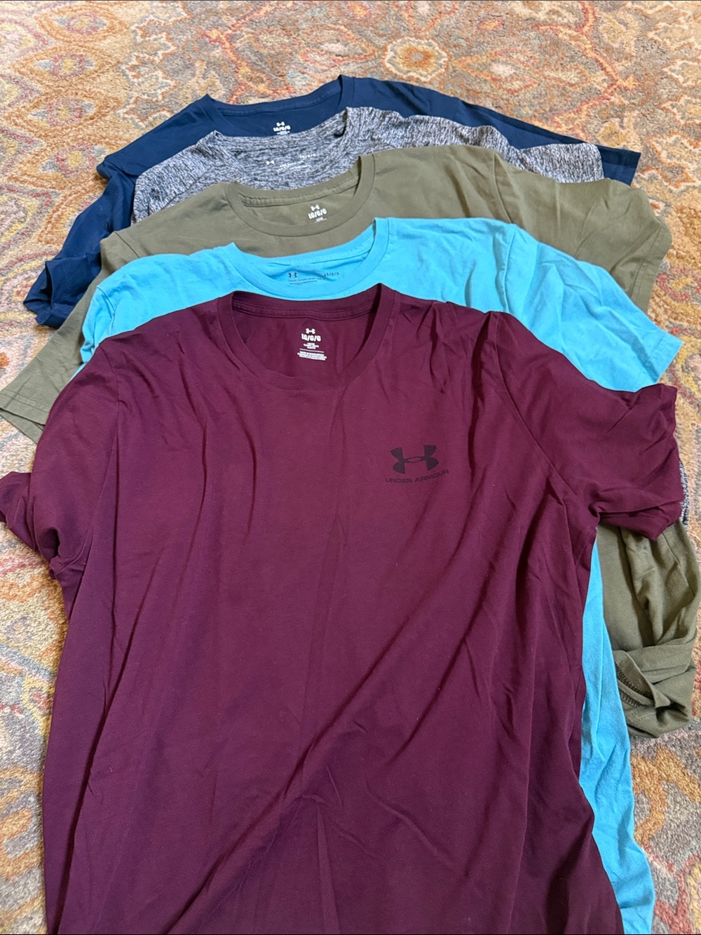 Under Armour T-Shirt Set - Burgundy, Navy, Teal Blue, Olive, b/w dri fit